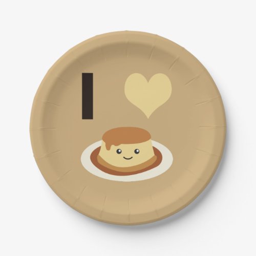 I Heart love flan Paper Plates