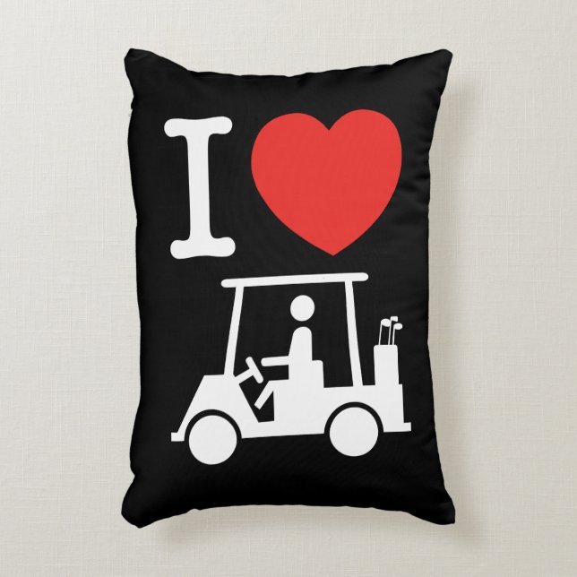 I Heart (Love) Golf Cart Accent Pillow (Front(Vertical))