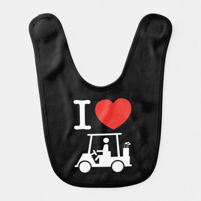 I Heart (Love) Golf Cart Baby Bib (Front)