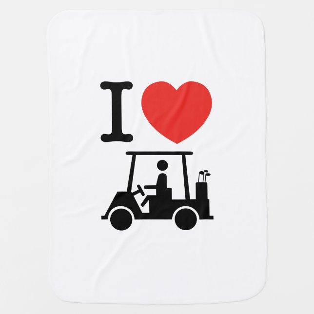 I Heart (Love) Golf Cart Baby Blanket (Front)