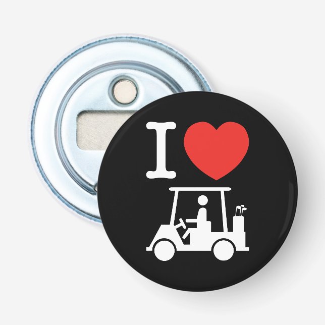 I Heart (Love) Golf Cart Bottle Opener (Front)