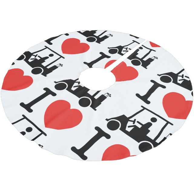 I Heart (Love) Golf Cart Brushed Polyester Tree Skirt (Angled)
