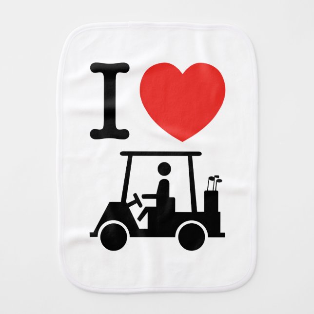I Heart (Love) Golf Cart Burp Cloth (Front)