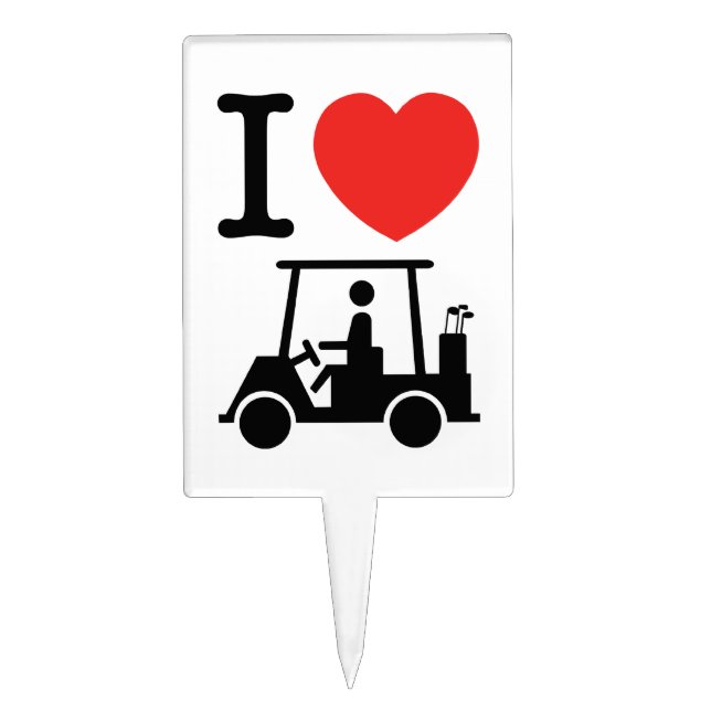 I Heart (Love) Golf Cart Cake Topper (Front)