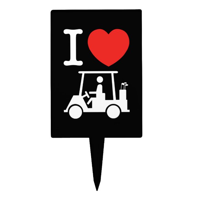 I Heart (Love) Golf Cart Cake Topper (Front)