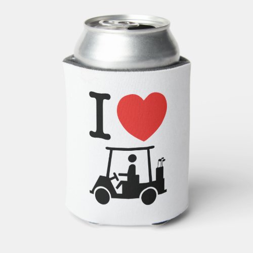 I Heart Love Golf Cart Can Cooler