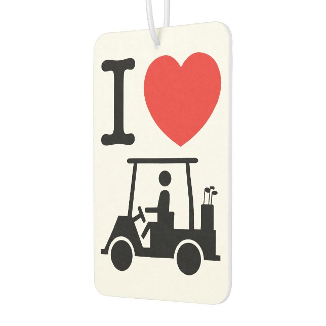 I Heart (Love) Golf Cart Car Air Freshener (Left)
