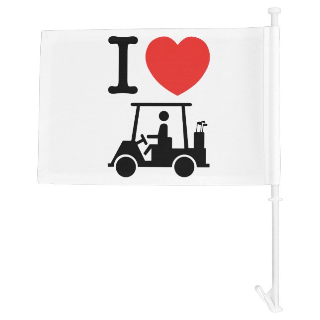I Heart (Love) Golf Cart Car Flag (Back)