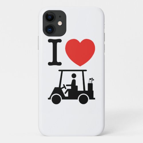 I Heart Love Golf Cart iPhone 11 Case