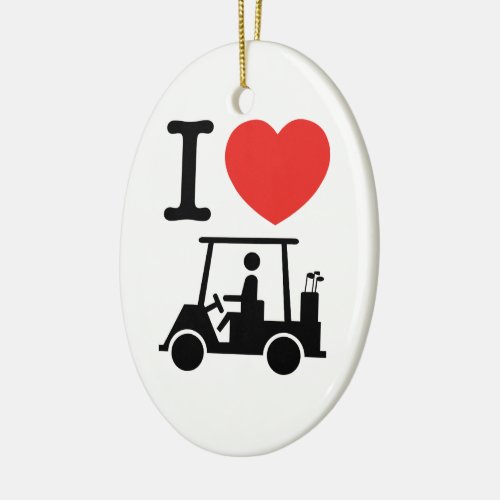 I Heart Love Golf Cart Ceramic Ornament