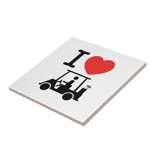 I Heart Love Golf Cart Ceramic Tile