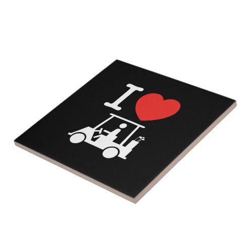 I Heart Love Golf Cart Ceramic Tile