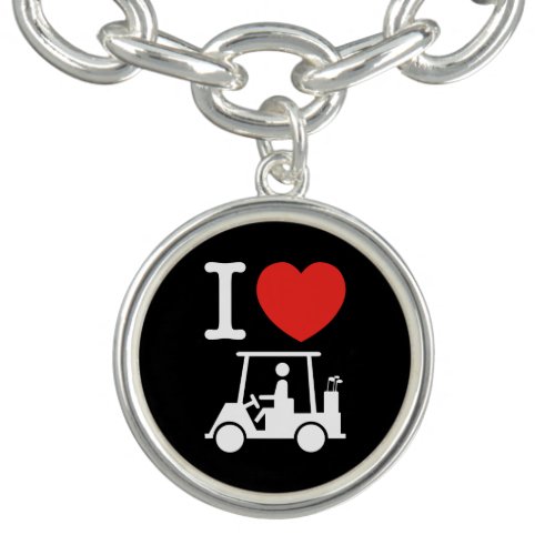 I Heart Love Golf Cart Charm Bracelet