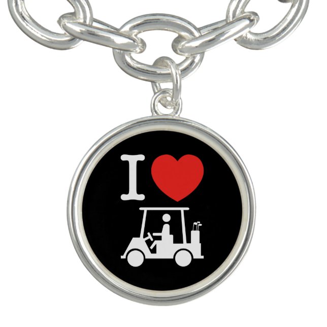 I Heart (Love) Golf Cart Charm Bracelet (Design)