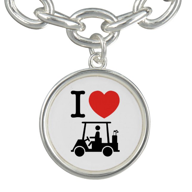 I Heart (Love) Golf Cart Charm Bracelet (Design)