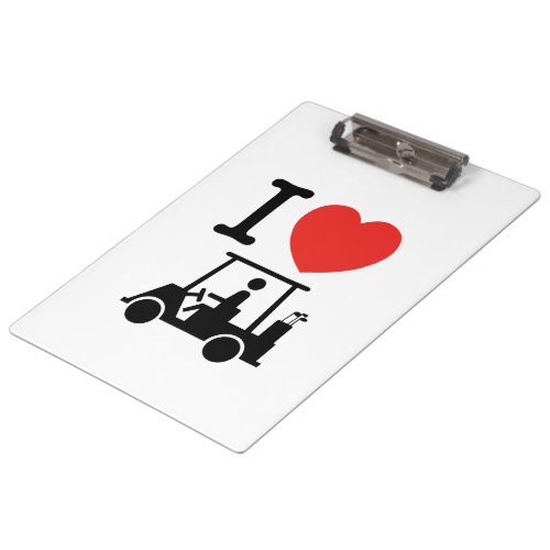 I Heart Love Golf Cart Clipboard