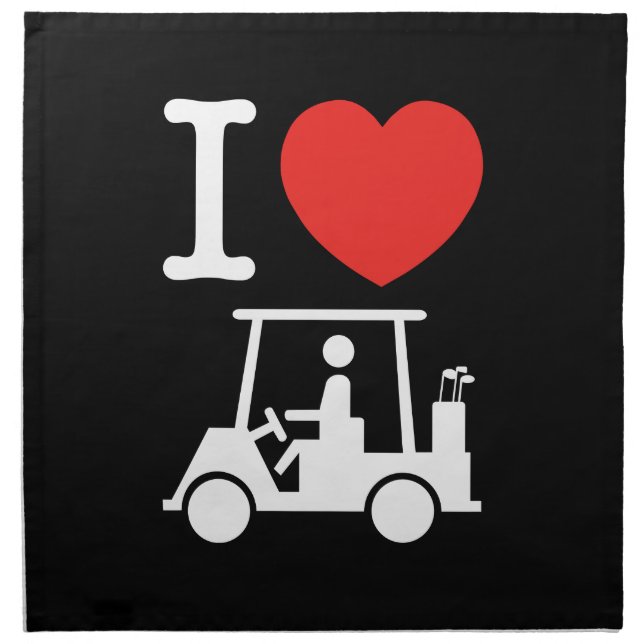 I Heart (Love) Golf Cart Cloth Napkin (Front)