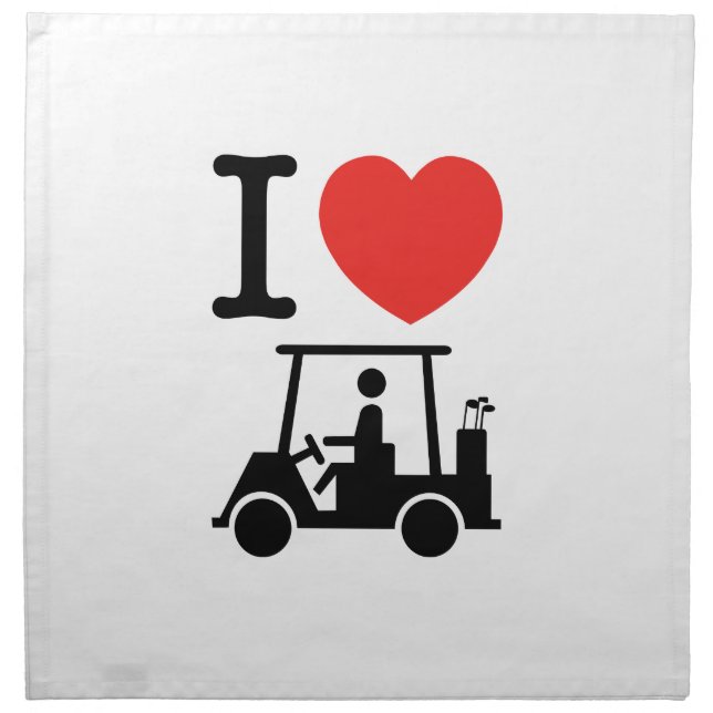 I Heart (Love) Golf Cart Cloth Napkin (Front)