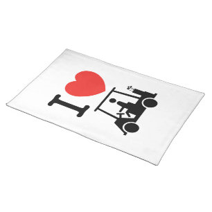 I Heart (Love) Golf Cart Cloth Placemat