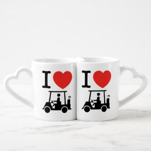 I Heart (Love) Golf Cart Coffee Mug Set