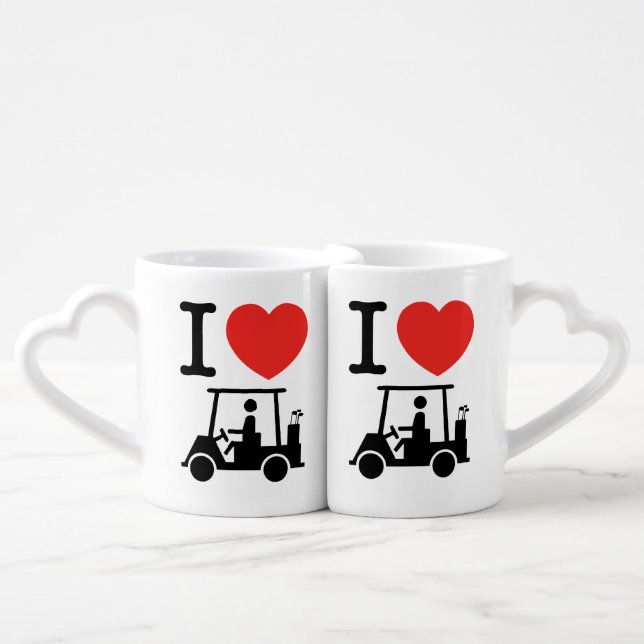 I Heart (Love) Golf Cart Coffee Mug Set (Front Nesting)