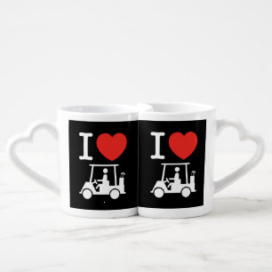 I Heart (Love) Golf Cart Coffee Mug Set