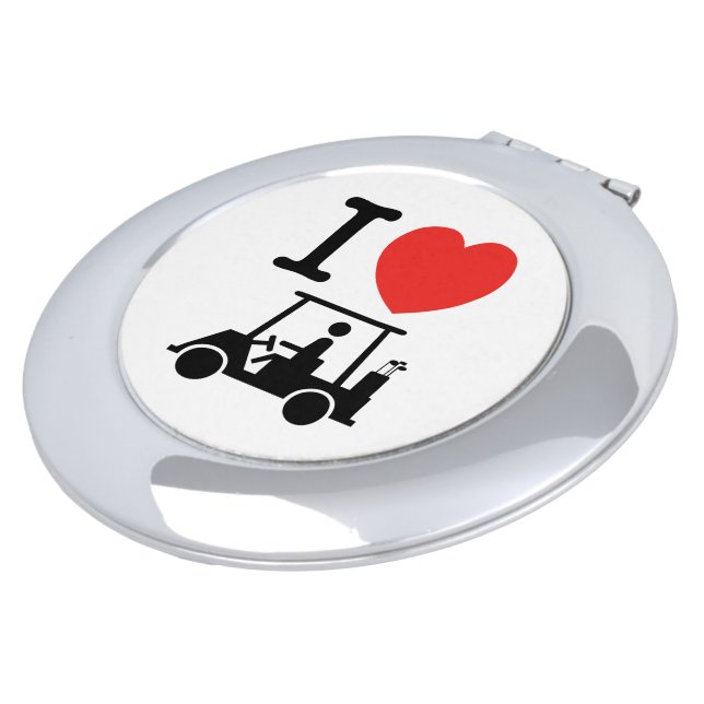 I Heart (Love) Golf Cart Compact Mirror (Turned)