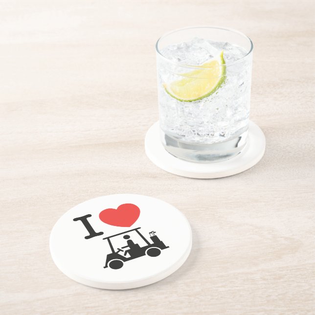 I Heart (Love) Golf Cart Drink Coaster (Side)