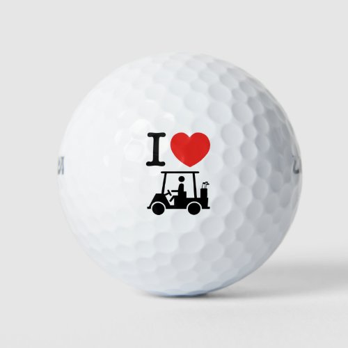 I Heart Love Golf Cart Golf Balls