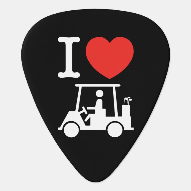 I Heart (Love) Golf Cart Guitar Pick (Front)