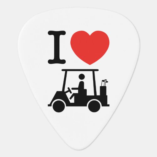 I Heart Love Golf Cart Guitar Pick