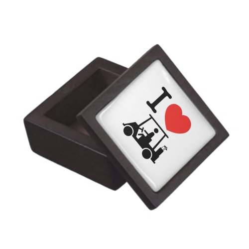 I Heart Love Golf Cart Keepsake Box