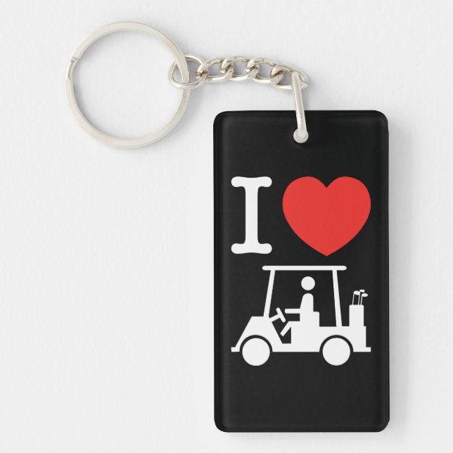 I Heart (Love) Golf Cart Keychain (Front)