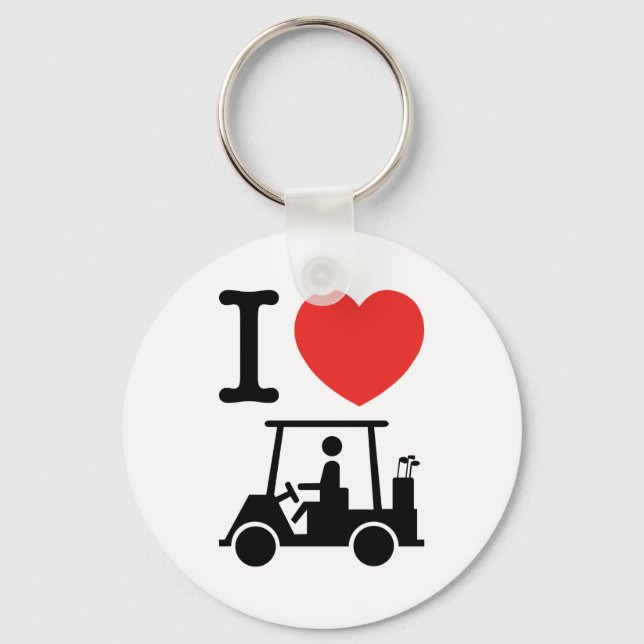 I Heart (Love) Golf Cart Keychain (Front)