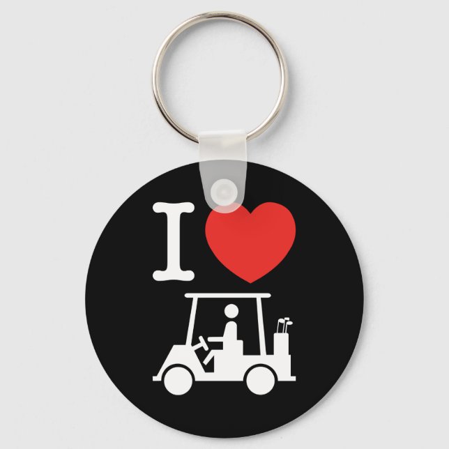 I Heart (Love) Golf Cart Keychain (Front)