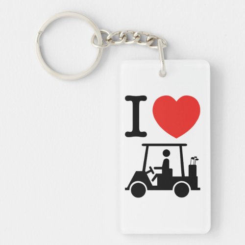 I Heart Love Golf Cart Keychain