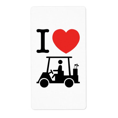 I Heart Love Golf Cart Label
