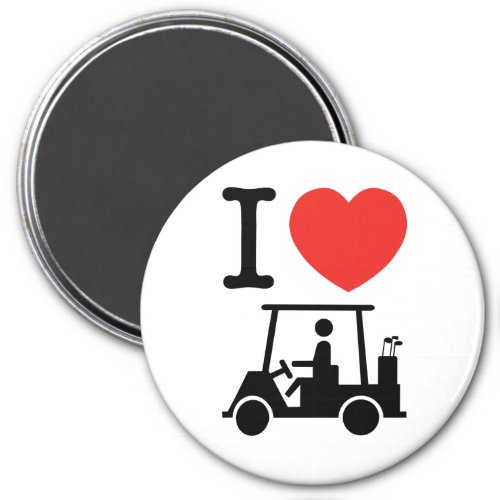 I Heart Love Golf Cart Magnet