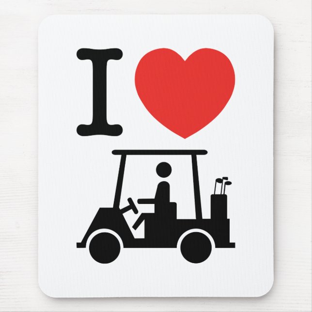 I Heart (Love) Golf Cart Mouse Pad (Front)