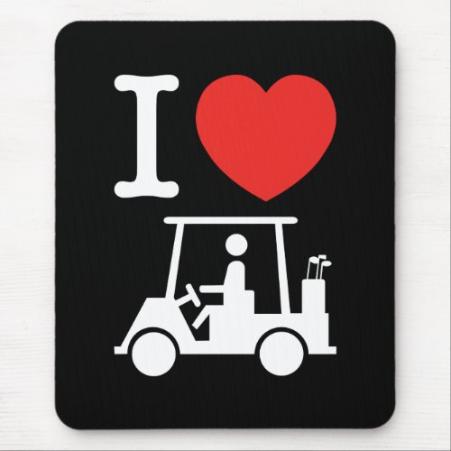 I Heart Love Golf Cart Mouse Pad
