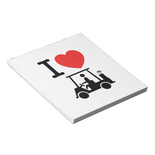 I Heart Love Golf Cart Notepad