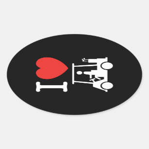 I Heart (Love) Golf Cart Oval Sticker