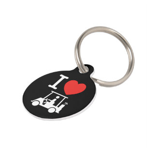 I Heart (Love) Golf Cart Pet ID Tag