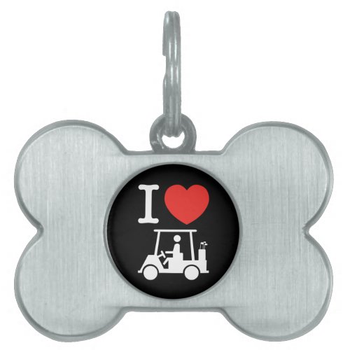 I Heart Love Golf Cart Pet ID Tag