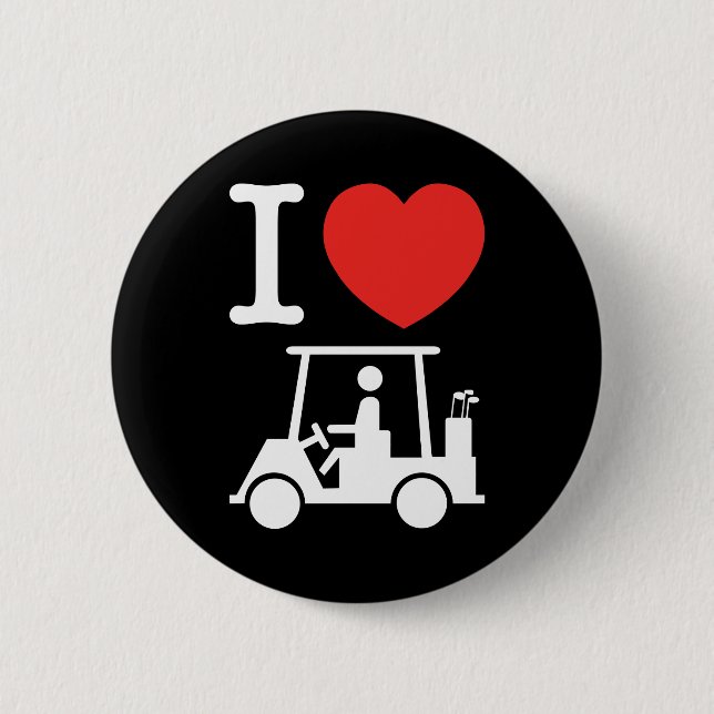 I Heart (Love) Golf Cart Pinback Button (Front)