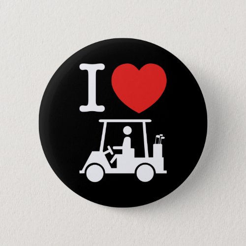 I Heart Love Golf Cart Pinback Button