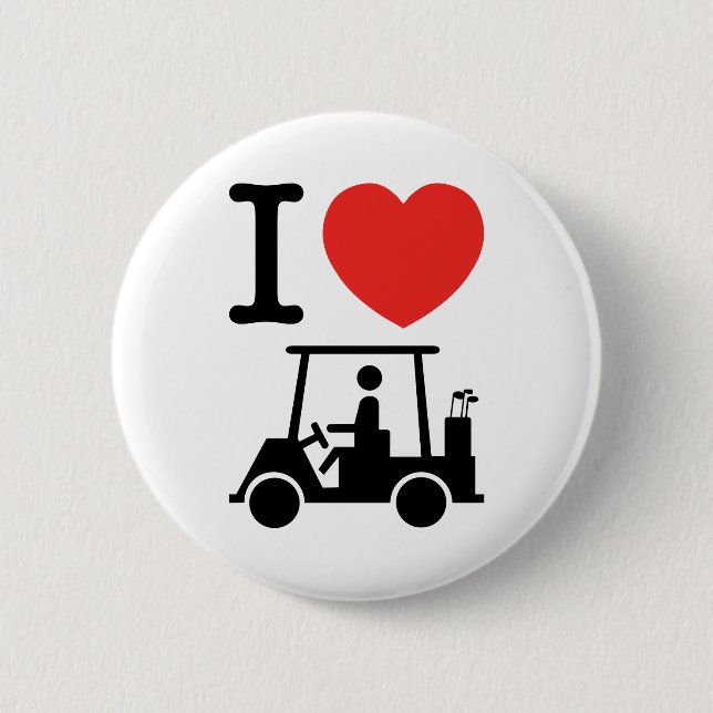 I Heart (Love) Golf Cart Pinback Button (Front)