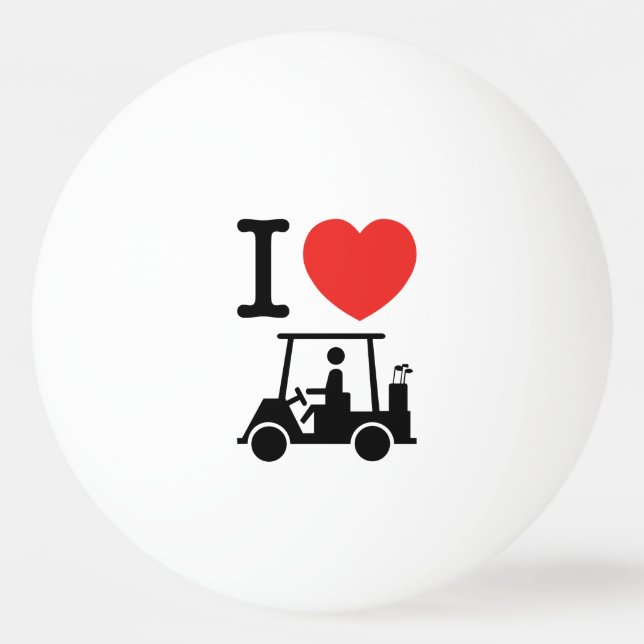 I Heart (Love) Golf Cart Ping-Pong Ball (Front)