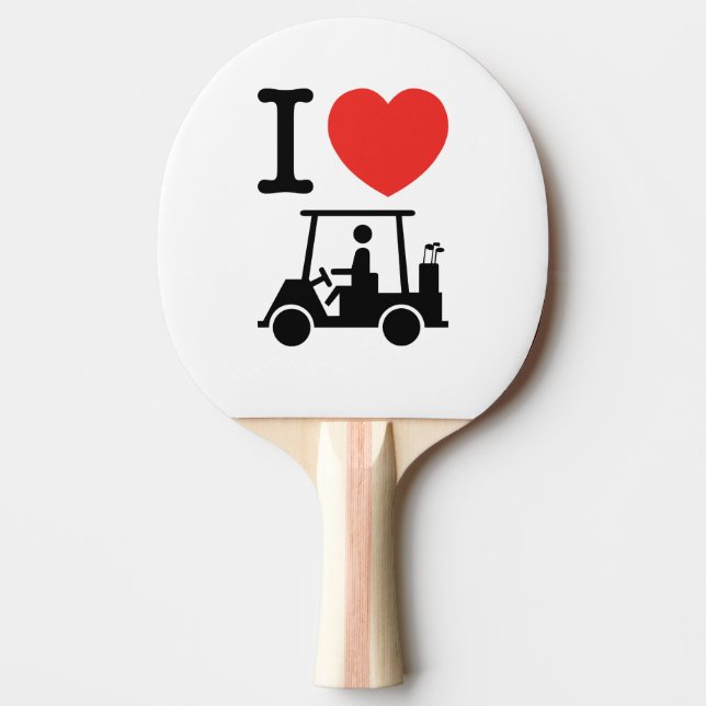 I Heart (Love) Golf Cart Ping-Pong Paddle (Front)