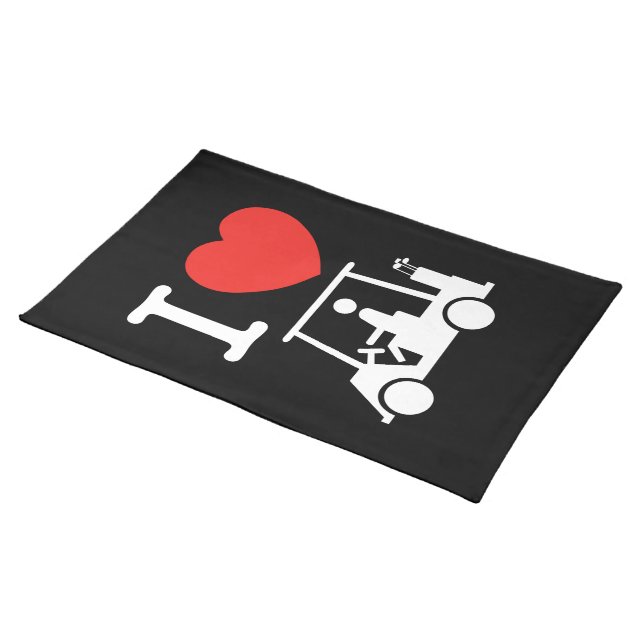 I Heart (Love) Golf Cart Placemat (On Table)